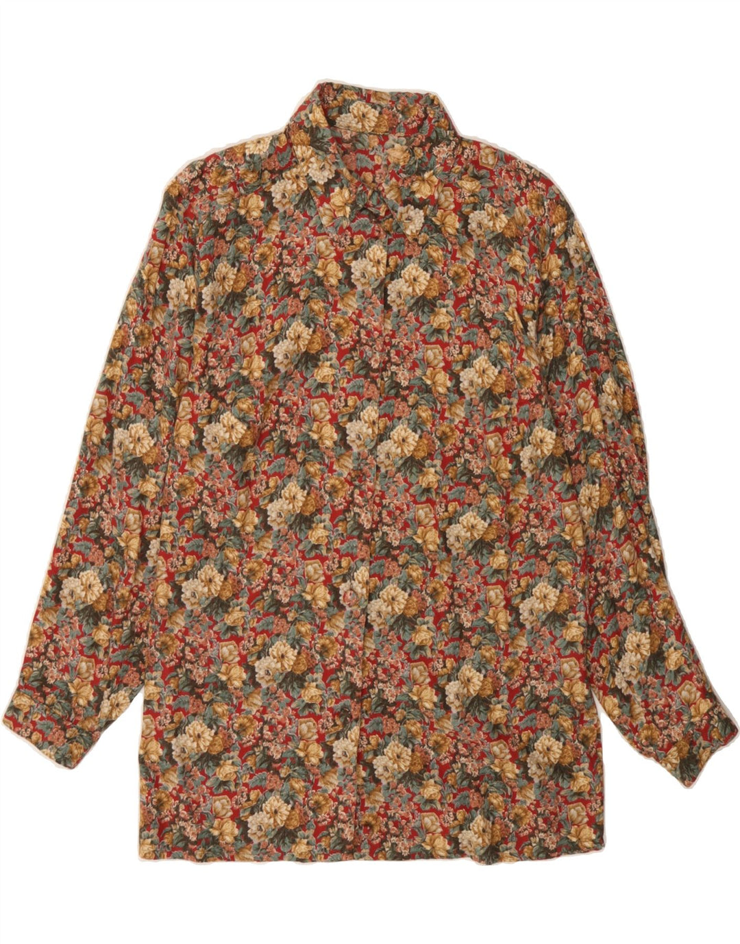 VINTAGE Womens Shirt UK 12 Medium Multicoloured Floral Vintage Vintage and Second-Hand Vintage from Messina Hembry 