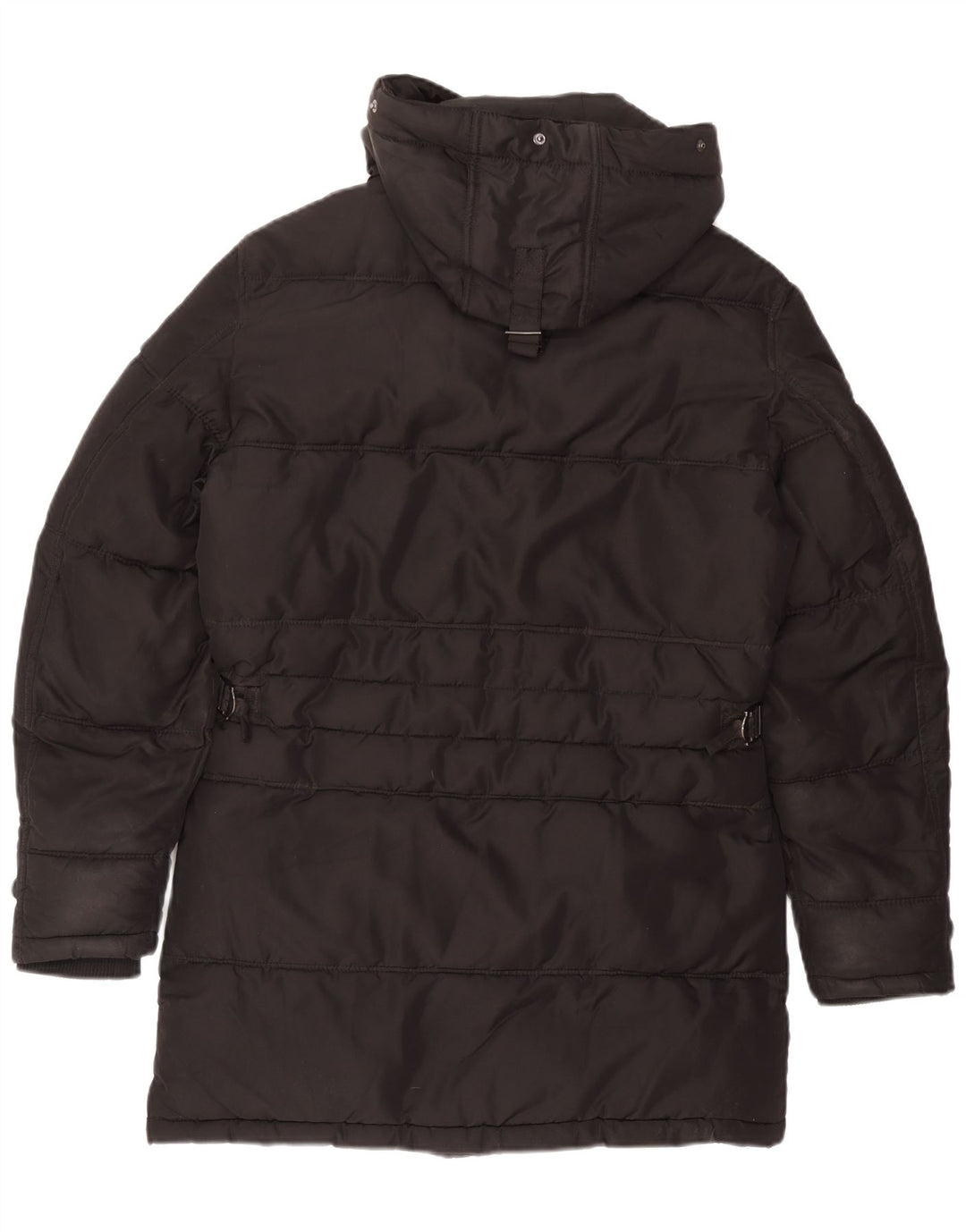 Zara Mens Hooded Padded Coat UK 36 Small Black Polyester