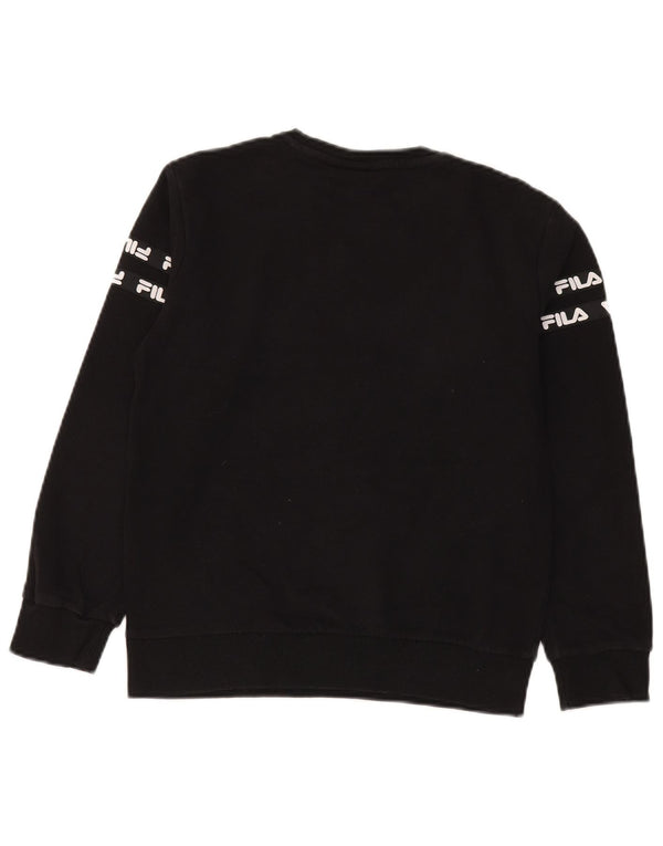 Fila Boys Graphic Sweatshirt Jumper 11-12 Years Black Cotton