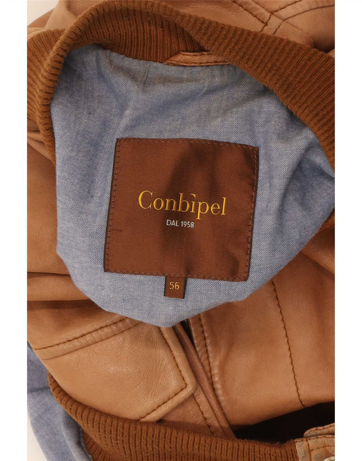 Conbipel Mens Leather Bomber Jacket IT 56 2XL Brown