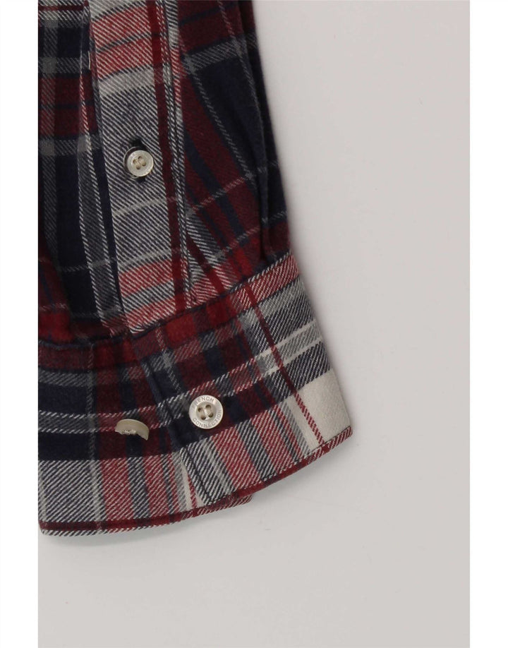 French Connection Mens Flannel Shirt Medium Navy Blue Plaid Cotton