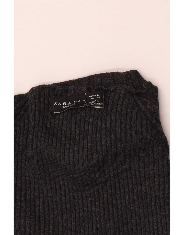 Zara Mens Roll Neck Jumper Sweater Medium Grey