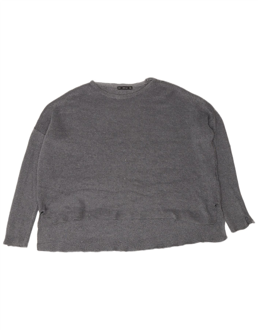 Zara Womens Oversized Crew Neck Jumper Sweater UK 10 Small Grey