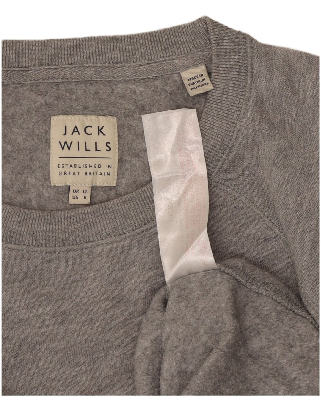 Jack Wills Womens Sweatshirt Jumper UK 12 Medium Grey Cotton