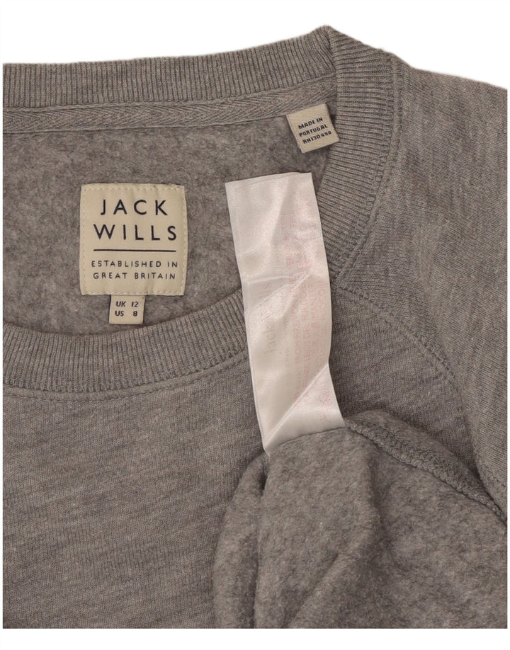 Jack Wills Womens Sweatshirt Jumper UK 12 Medium Grey Cotton