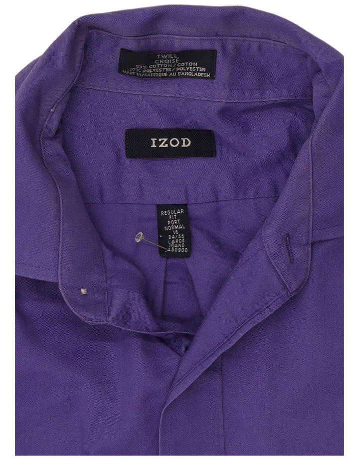 Izod Mens Shirt Size 16 Large Purple Cotton