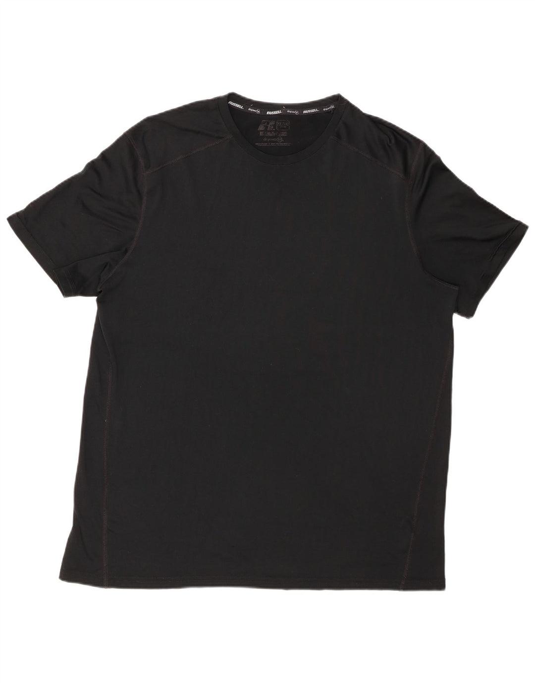 RUSSELL ATHLETIC Mens Dri-Power T-Shirt Top XL Black Polyester