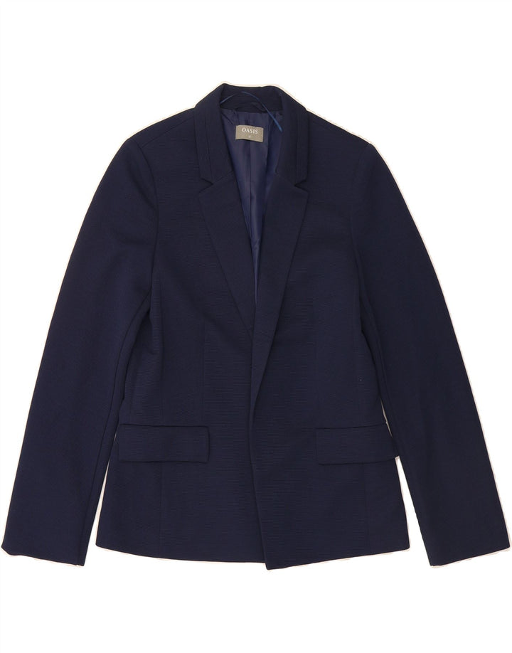 OASIS Womens Open Blazer Jacket UK 12 Medium Navy Blue Polyester Vintage Oasis and Second-Hand Oasis from Messina Hembry 