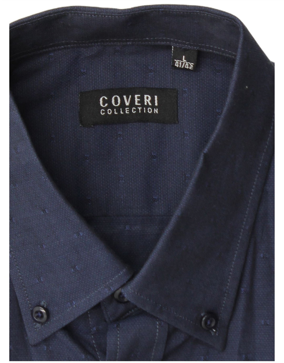 COVERI Mens Shirt Size 41/42 Large Navy Blue Cotton
