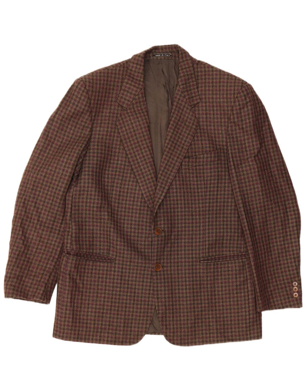 RENATO BARBANO Mens 2 Button Blazer Jacket UK 40 Large Brown Check