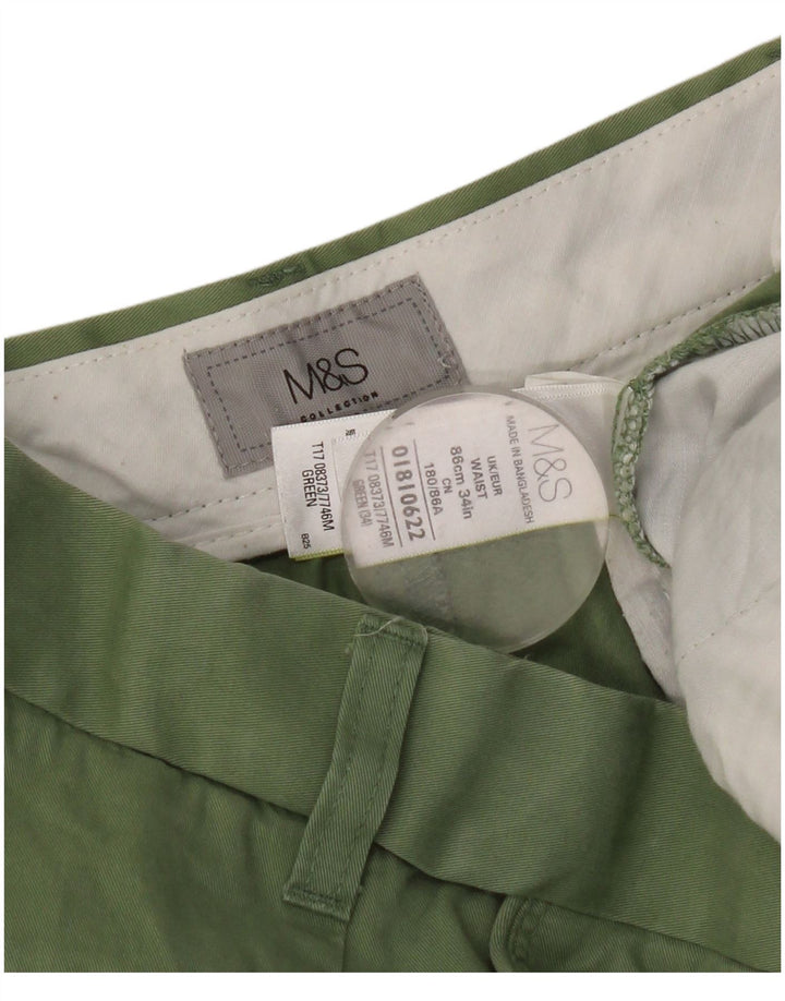 Marks & Spencer Womens Chino Shorts W34 Large Green Cotton
