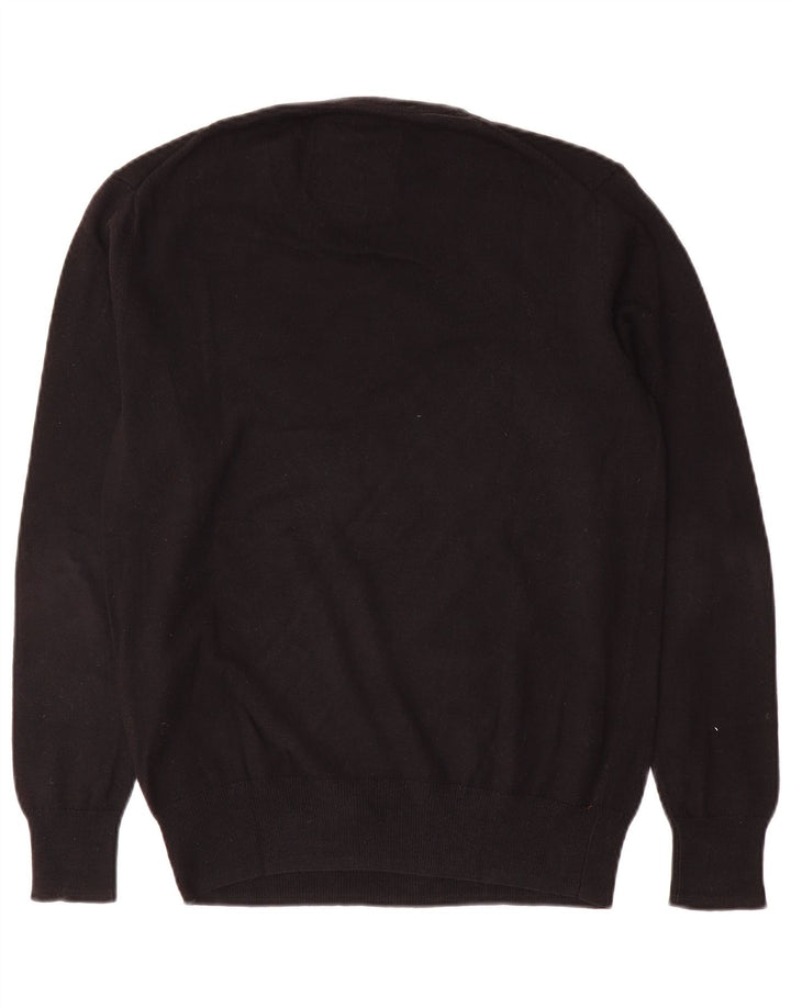 Superdry Mens V-Neck Jumper Sweater Medium Black Cotton