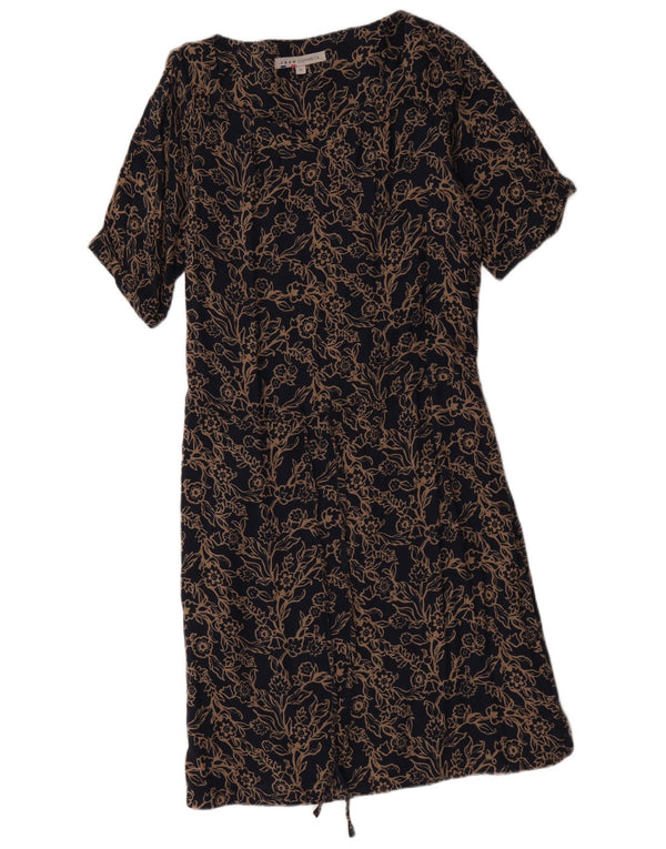 Crew Clothing Womens A-Line Dress UK 12 Medium Navy Blue Floral Cotton