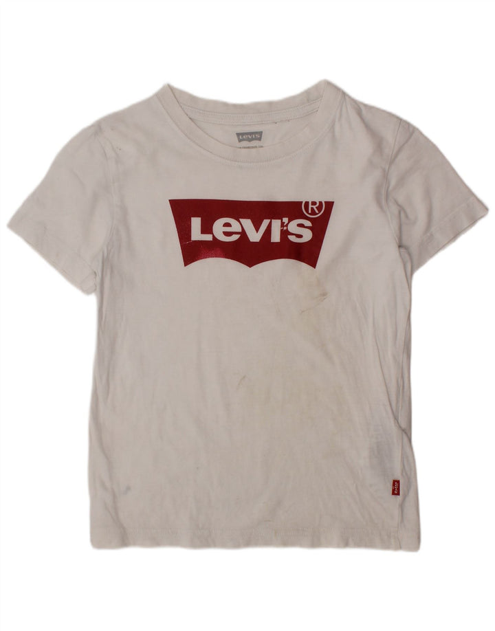 LEVI'S Girls Graphic T-Shirt Top 5-6 Years White Cotton
