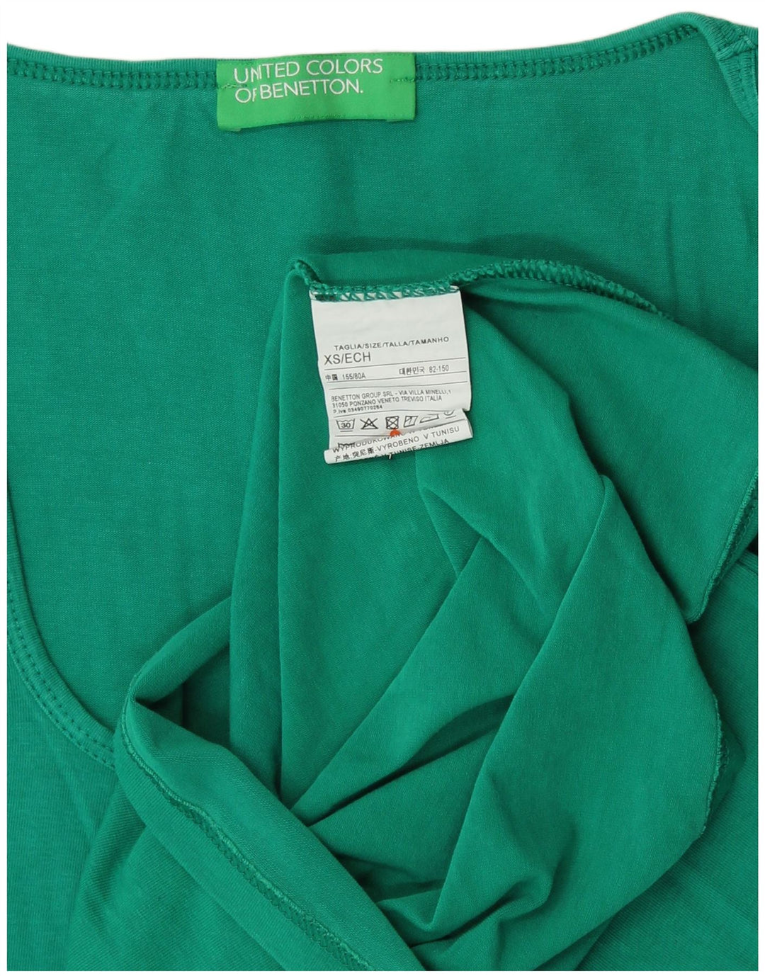 Benetton Womens Vest Top UK 6 XS Green Cotton