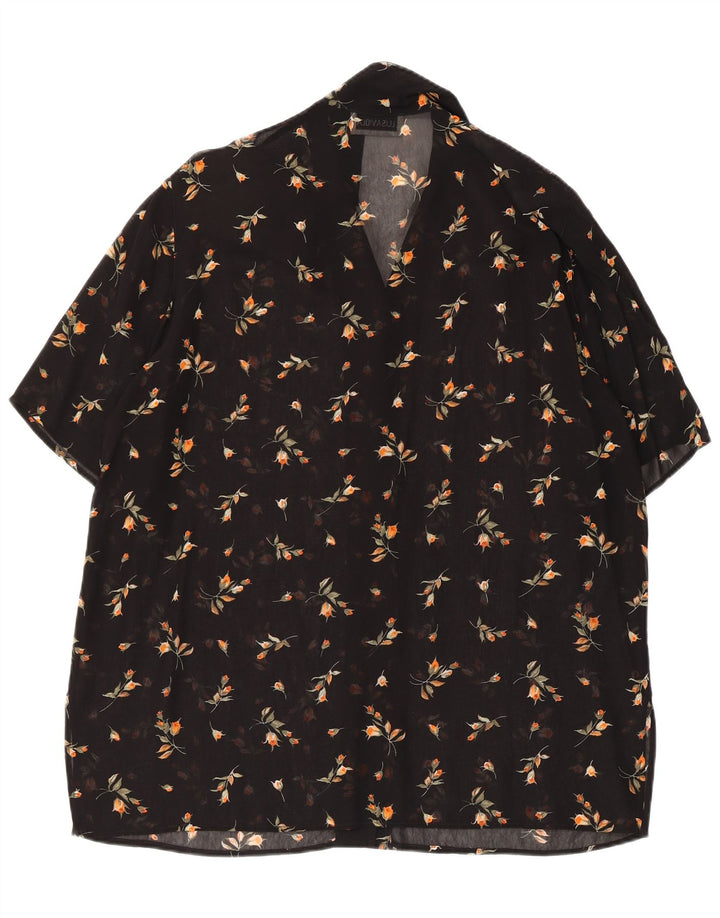 LUISA VIOLA Womens See Through Shirt Blouse UK 20 2XL Black Floral