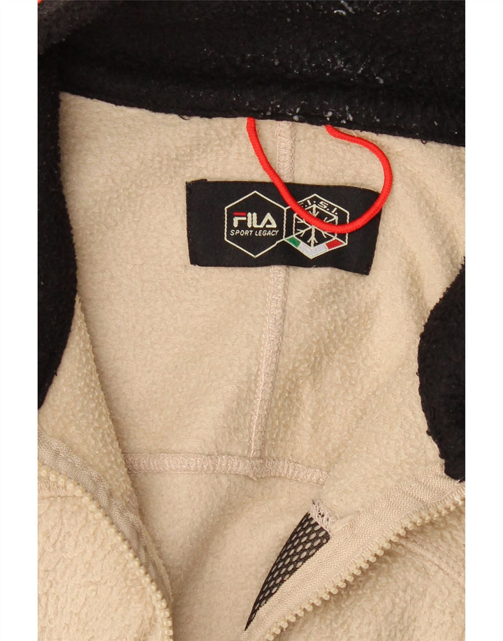 FILA Mens Fleece Jacket UK 38 Medium Beige Colourblock