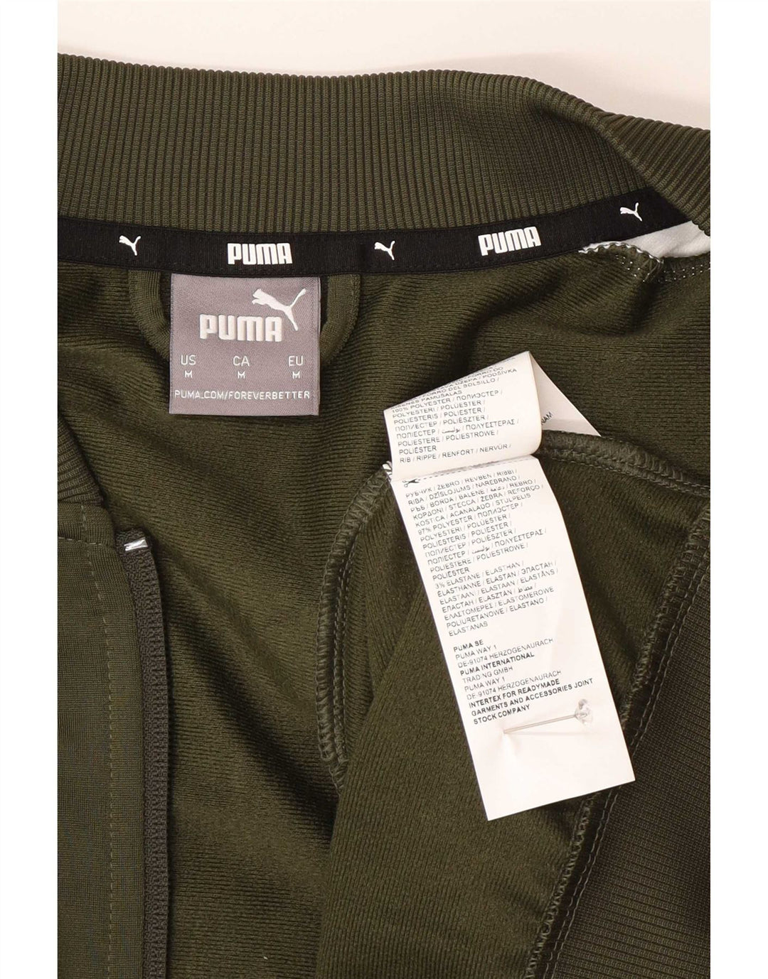 Puma Mens Graphic Tracksuit Top Jacket Medium Green Colourblock Polyester