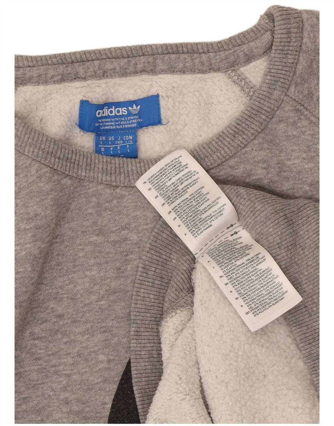 ADIDAS Mens Graphic Sweatshirt Jumper Large Grey Flecked Cotton