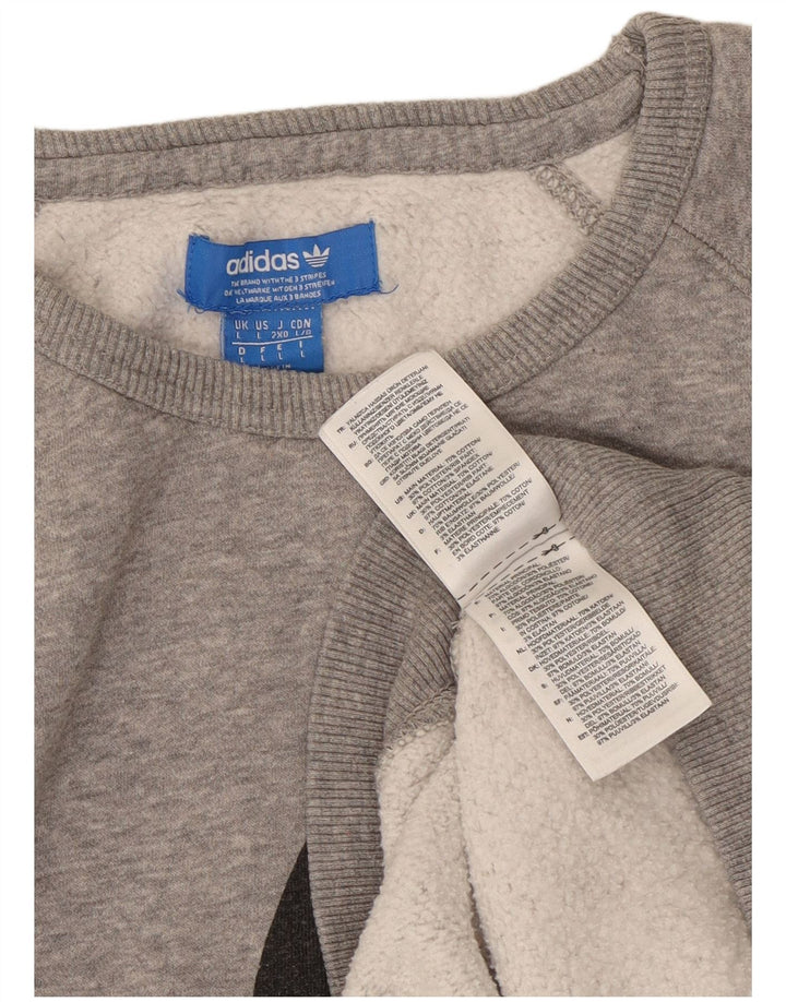 ADIDAS Mens Graphic Sweatshirt Jumper Large Grey Flecked Cotton