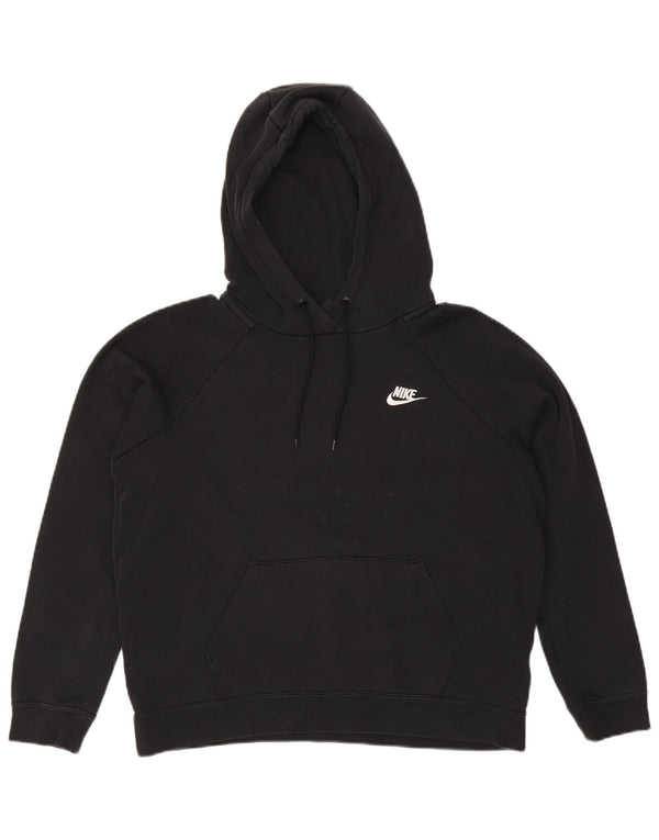 NIKE Womens Oversized Hoodie Jumper UK 14 Medium Black Cotton