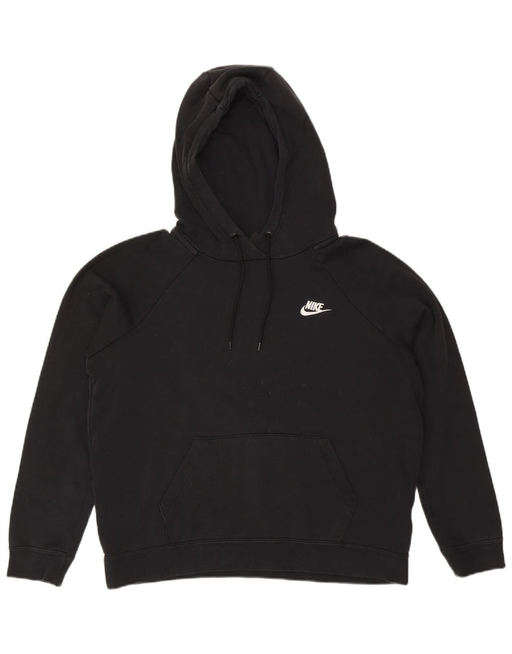 NIKE Womens Oversized Hoodie Jumper UK 14 Medium Black Cotton