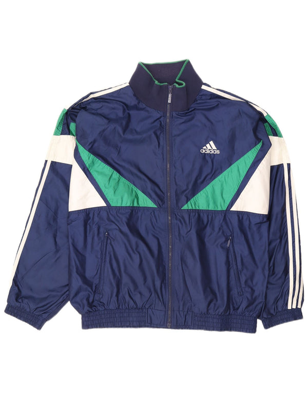 Adidas Mens Tracksuit Top Jacket UK 44/46 Large Navy Blue Colourblock