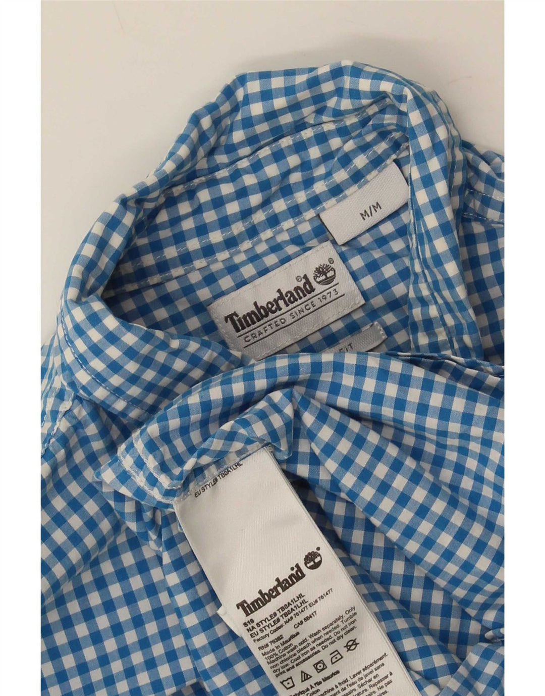 Timberland Mens Regular Fit Shirt Medium Blue Check Cotton