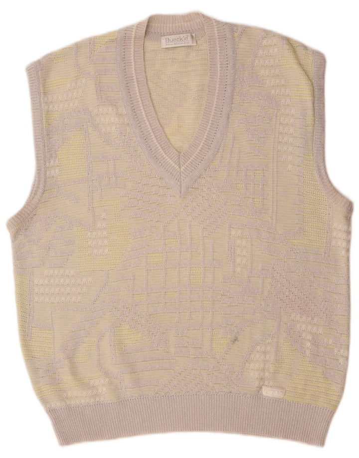 Bueckle Mens Vest Tank Top Large Grey Geometric