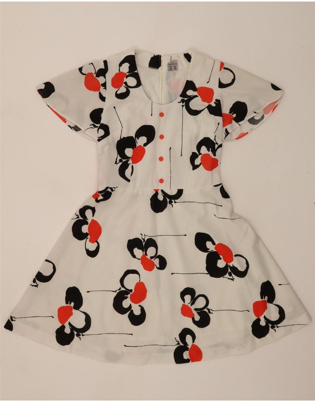 DIOLEN LOFT Womens A-Line Dress IT 42 Medium White Floral Polyester Vintage Diolen Loft and Second-Hand Diolen Loft from Messina Hembry 