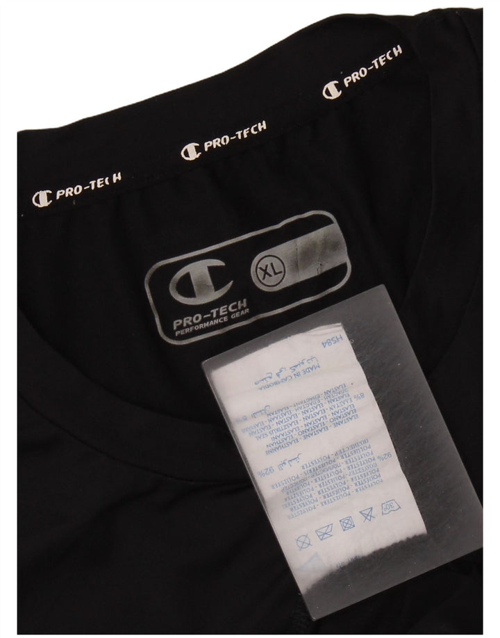 CHAMPION Mens Graphic T-Shirt Top XL Black Polyester