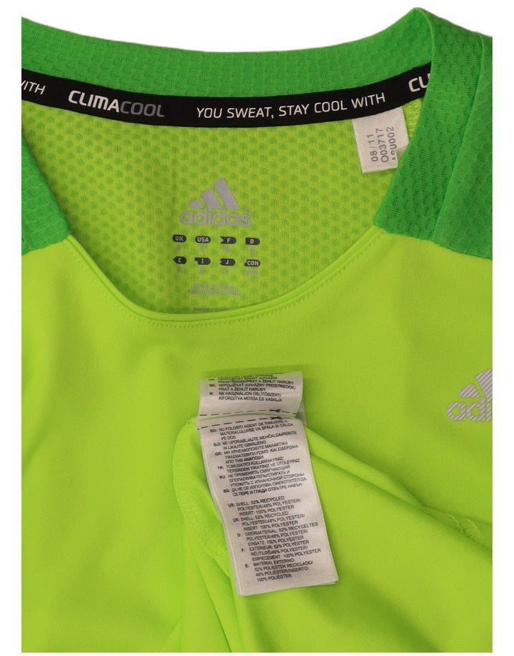 ADIDAS Mens Regular T-Shirt Medium Green Striped Polyester Sports