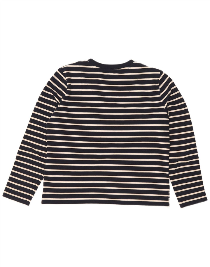 Superdry Womens Oversized Top Long Sleeve UK 10 Small Navy Blue Striped