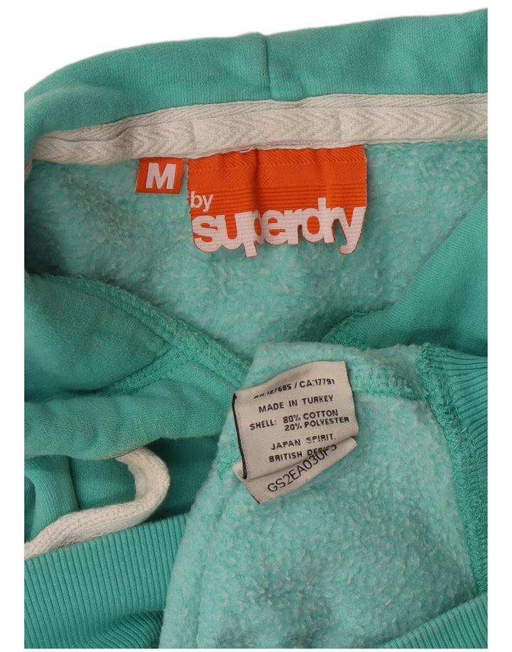 Superdry Womens Hoodie Jumper UK 12 Medium Turquoise Cotton