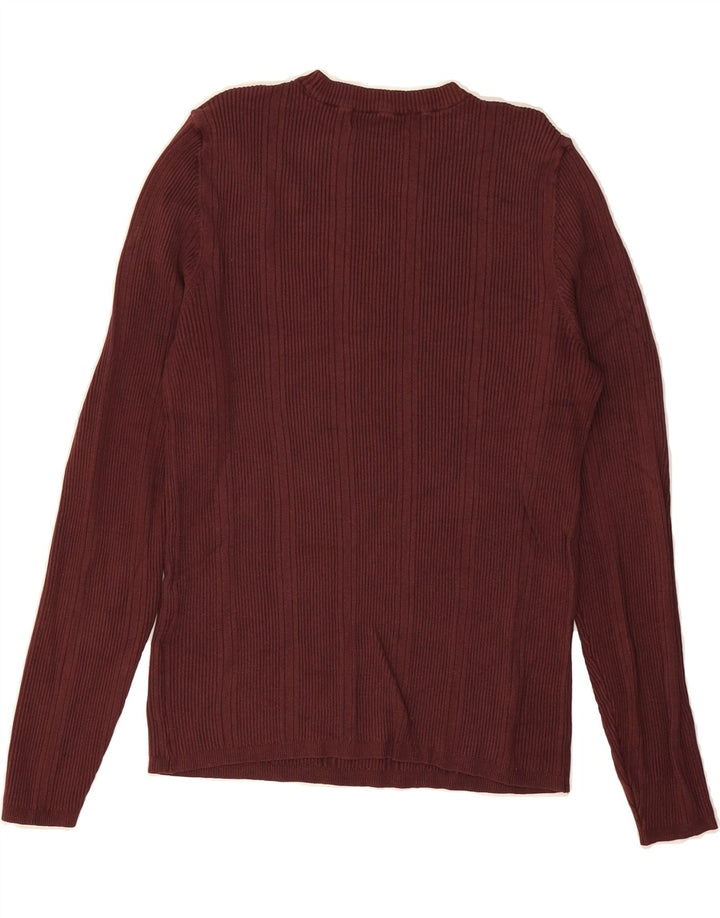MARKS & SPENCER Womens Crew Neck Jumper Sweater UK 14 Medium Maroon Vintage Marks & Spencer and Second-Hand Marks & Spencer from Messina Hembry 