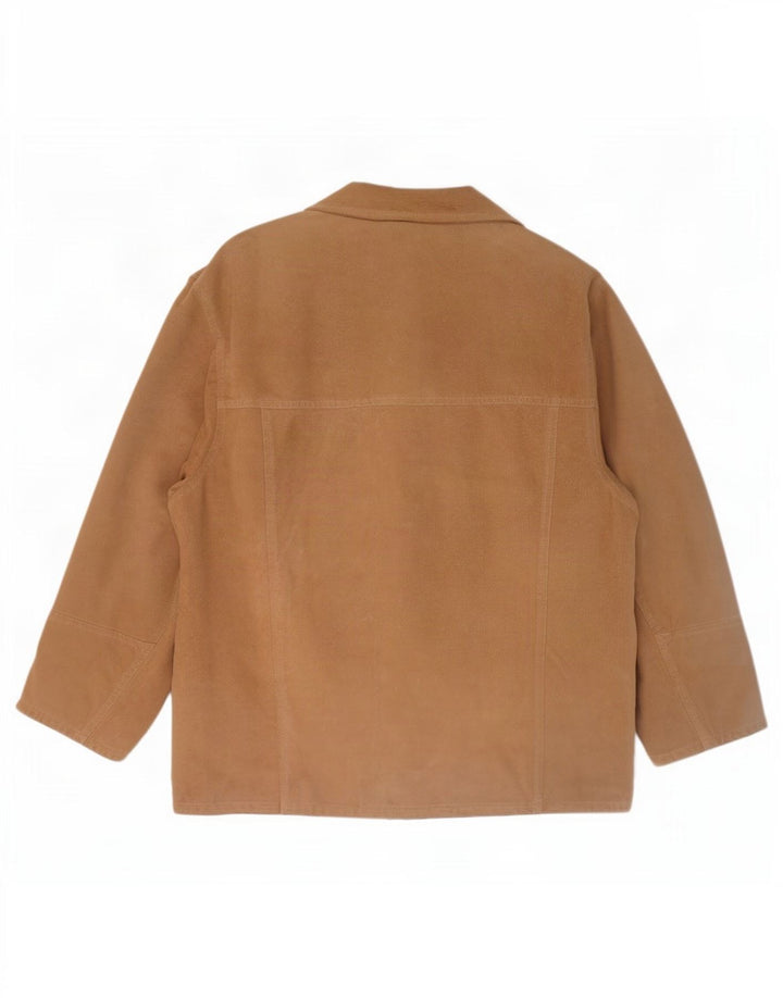 Donna Pelle Womens Suede Jacket IT 44 Medium Beige Leather