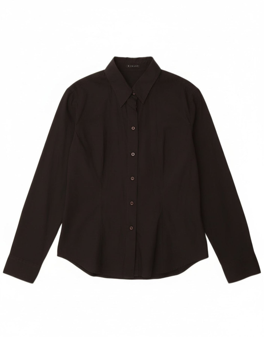 Sisley Womens Shirt UK 14 Large Black Cotton