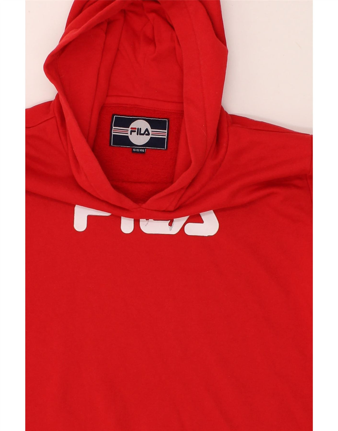 FILA Boys Graphic Hoodie Jumper 13-14 Years Red Polyester Vintage Fila and Second-Hand Fila from Messina Hembry 
