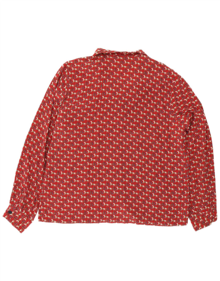 Ball On Womens Abstract Pattern Shirt Blouse EU 40 Medium Red Silk