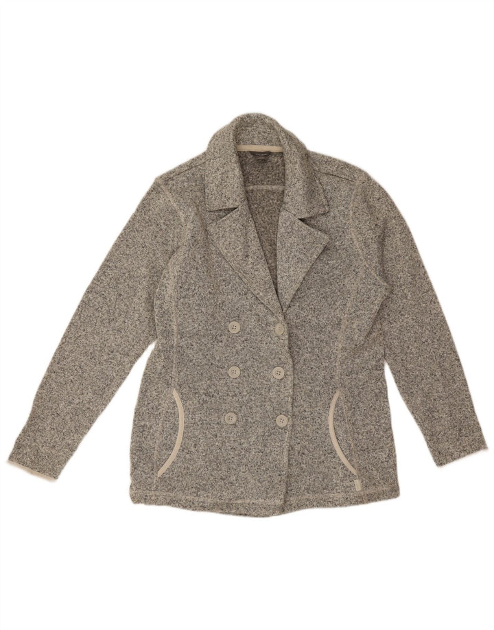 Eddie Bauer Womens Double Breasted Blazer Jacket UK 16 Large Grey Flecked