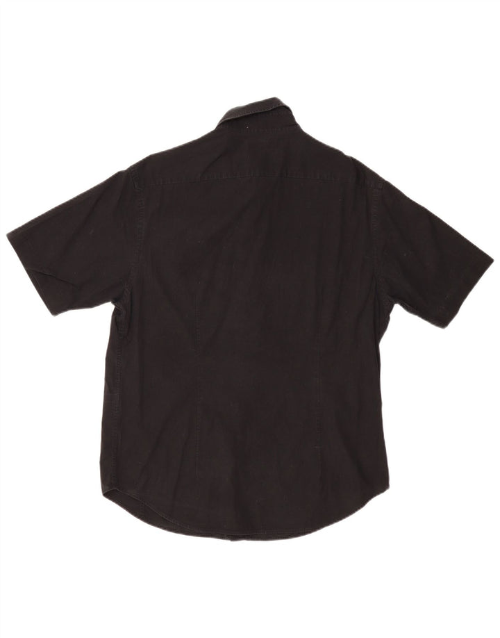 Ted Baker Mens Short Sleeve Shirt Size 4 Large Black Cotton