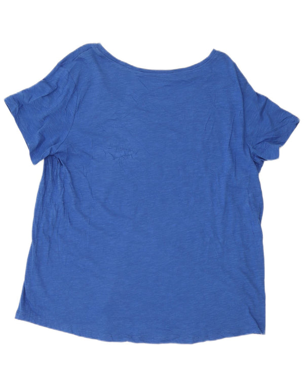EDDIE BAUER Womens T-Shirt Top UK 20 2XL Blue Flecked Cotton