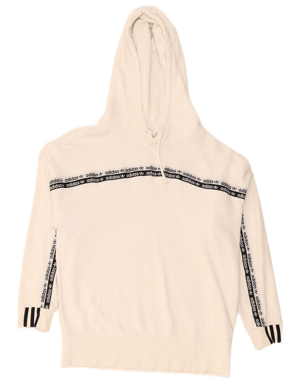 Adidas Womens Graphic Hoodie Jumper UK 12 Medium White Colourblock