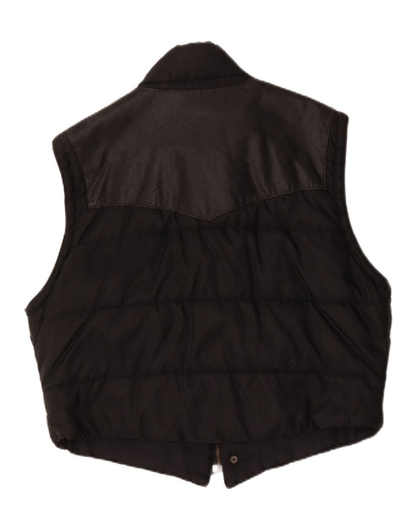 Vintage Mens Leather Gilet UK 42 XL Black Leather