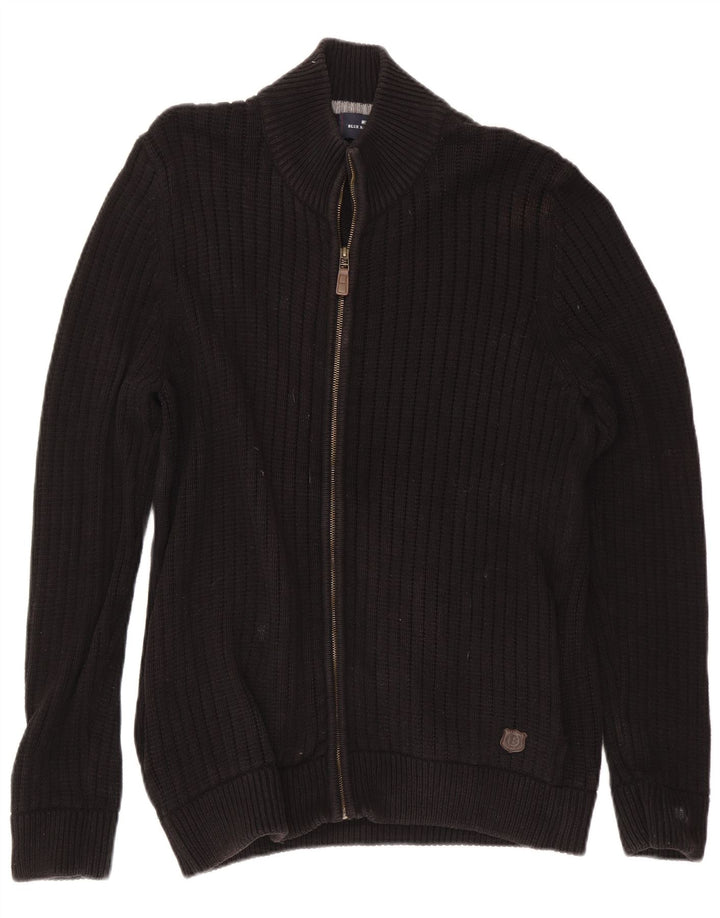 Marks & Spencer Mens Blue Harbour Cardigan Sweater Large Black Cotton