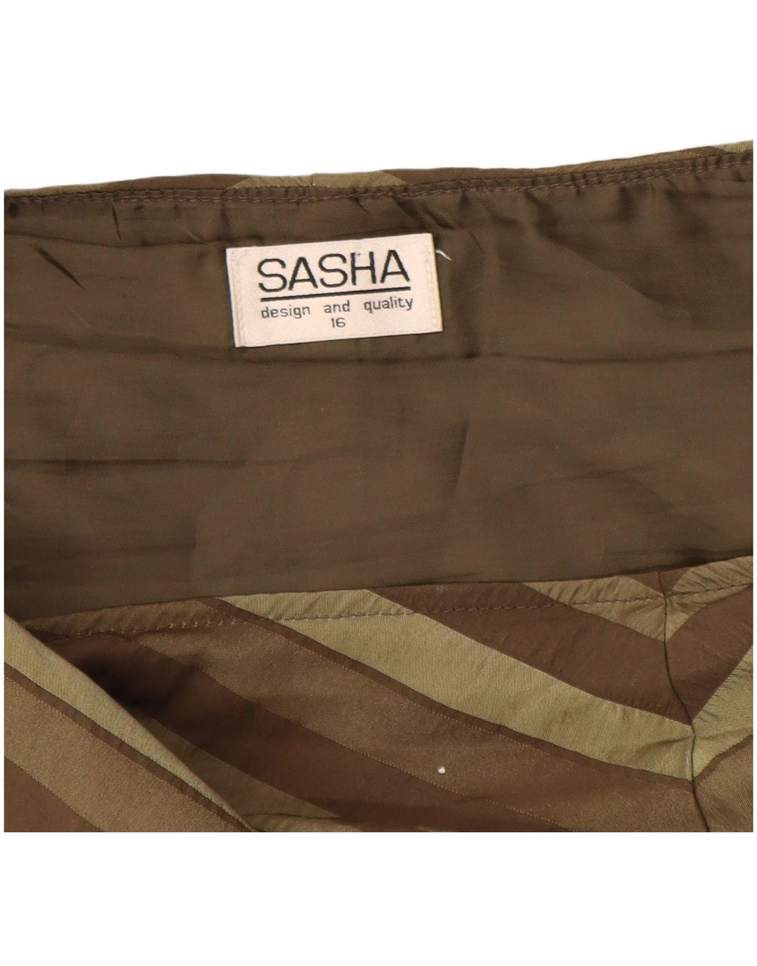 SASHA Womens Asymmetric A-Line Skirt UK 16 Large W36  Khaki Striped