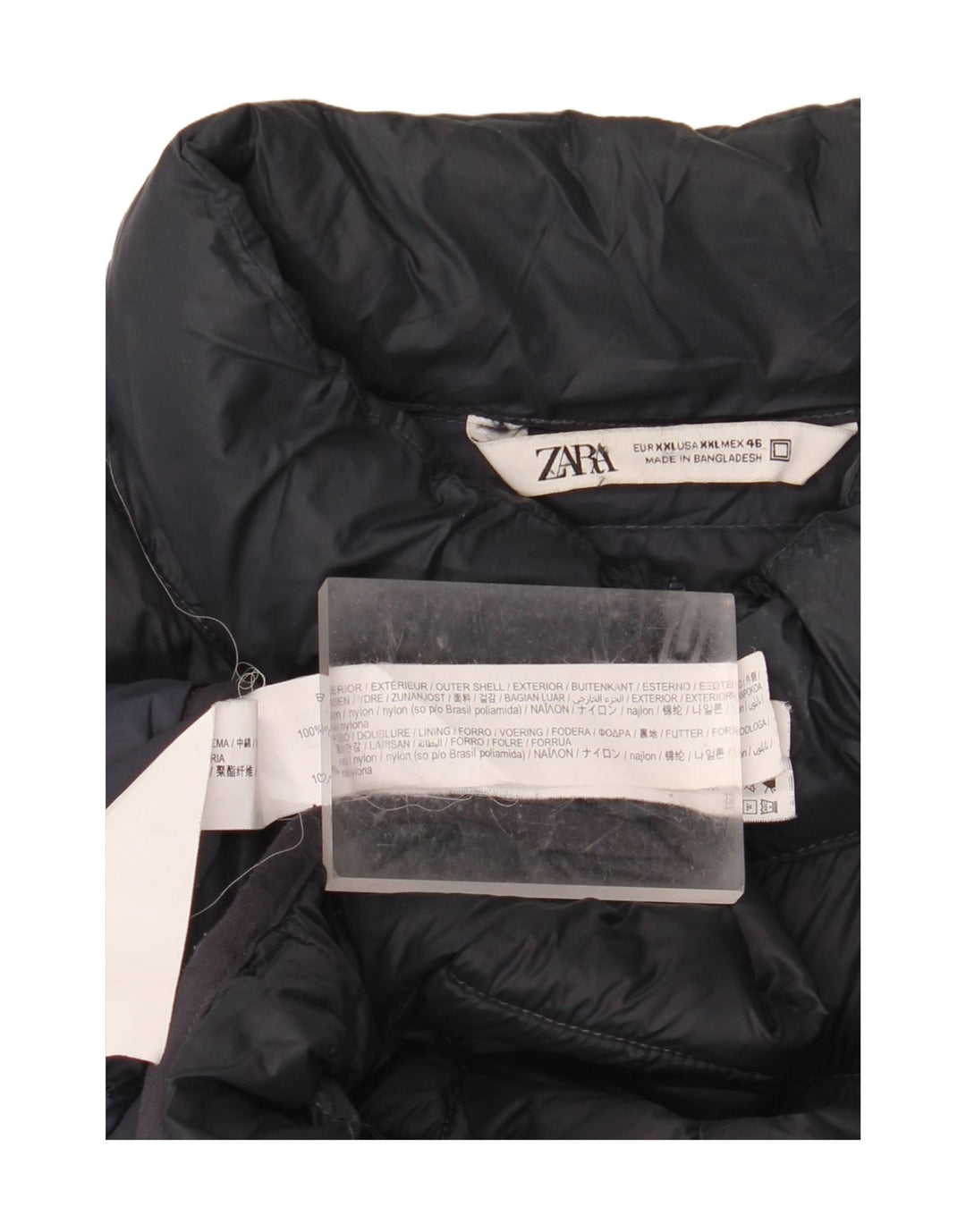 ZARA Mens Padded Jacket UK 44 2XL Black Nylon