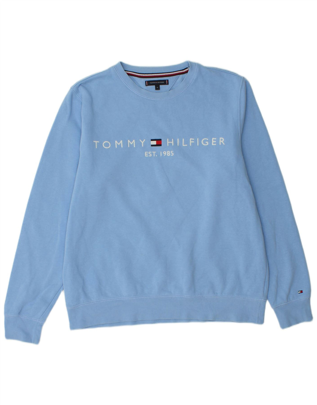 TOMMY HILFIGER Mens Graphic Sweatshirt Jumper XL Blue Cotton