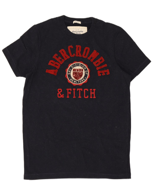 Abercrombie & Fitch Mens Graphic T-Shirt Top Medium Navy Blue Cotton