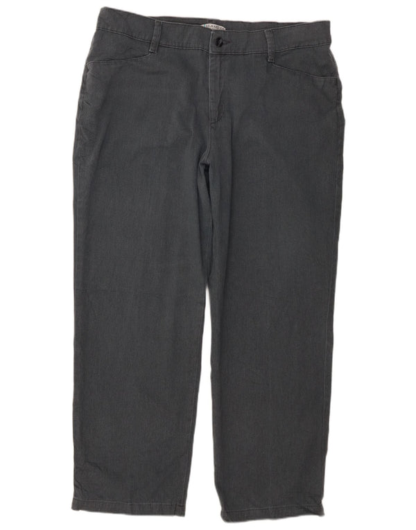 Lee Womens Petite Relaxed Fit Casual Trousers US 16 2XL W35 L28 Grey Cotton